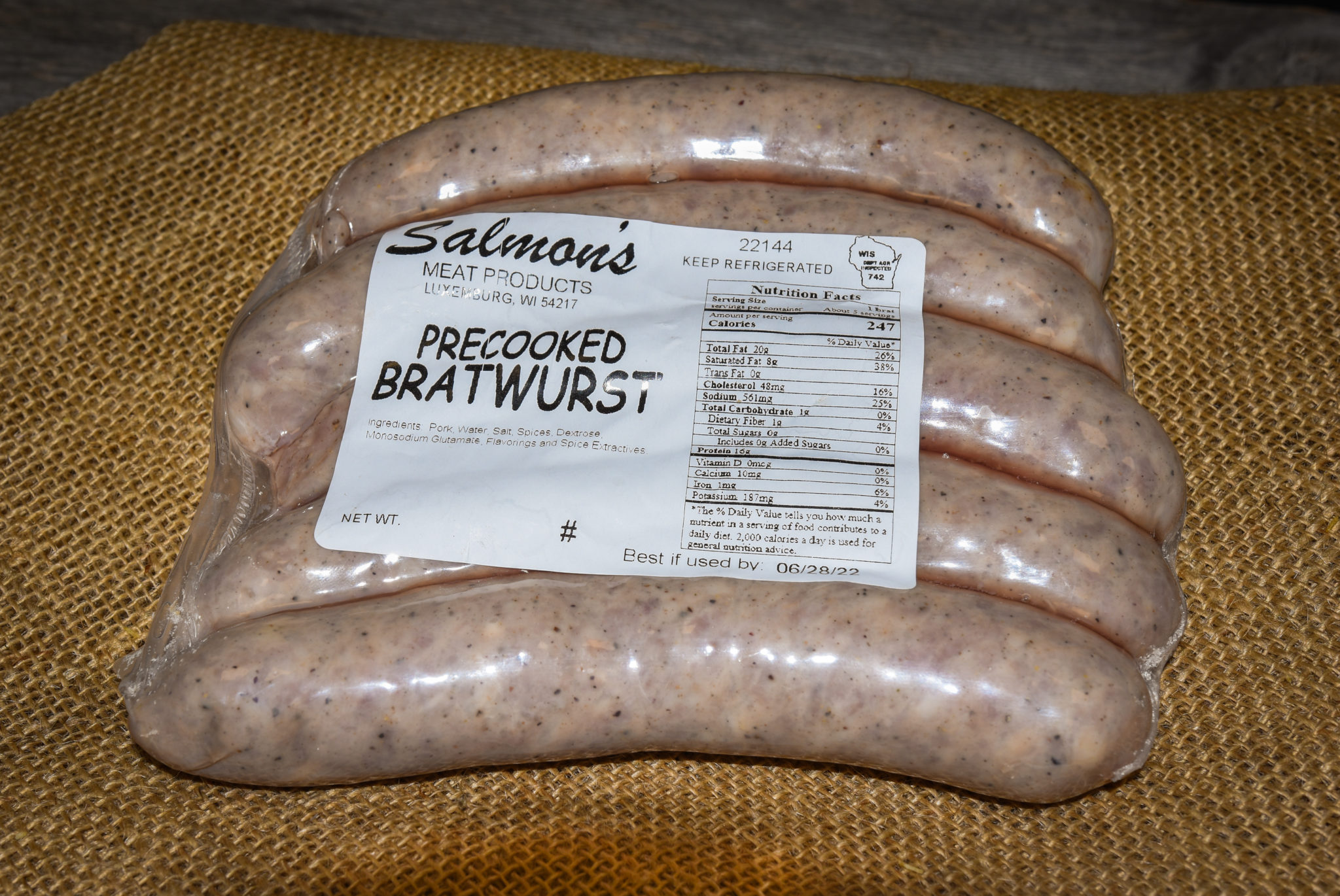 PreCooked Brats Salmon's Meat Products