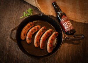 Salmon's Meat Products Little Soldier Beer Brat available at our retail store, online for shipping and in northeast Wisconsin grocery stores