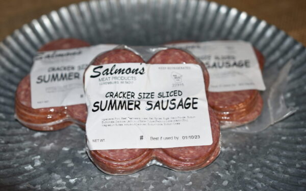 Salmon's Meat Products Cracker Sliced Summer Sausage available at our retail store, online for shipping and in northeast Wisconsin grocery stores