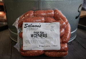 Salmon's Meat Products Snack Size Wieners available at our retail store, online for shipping and in northeast Wisconsin grocery stores