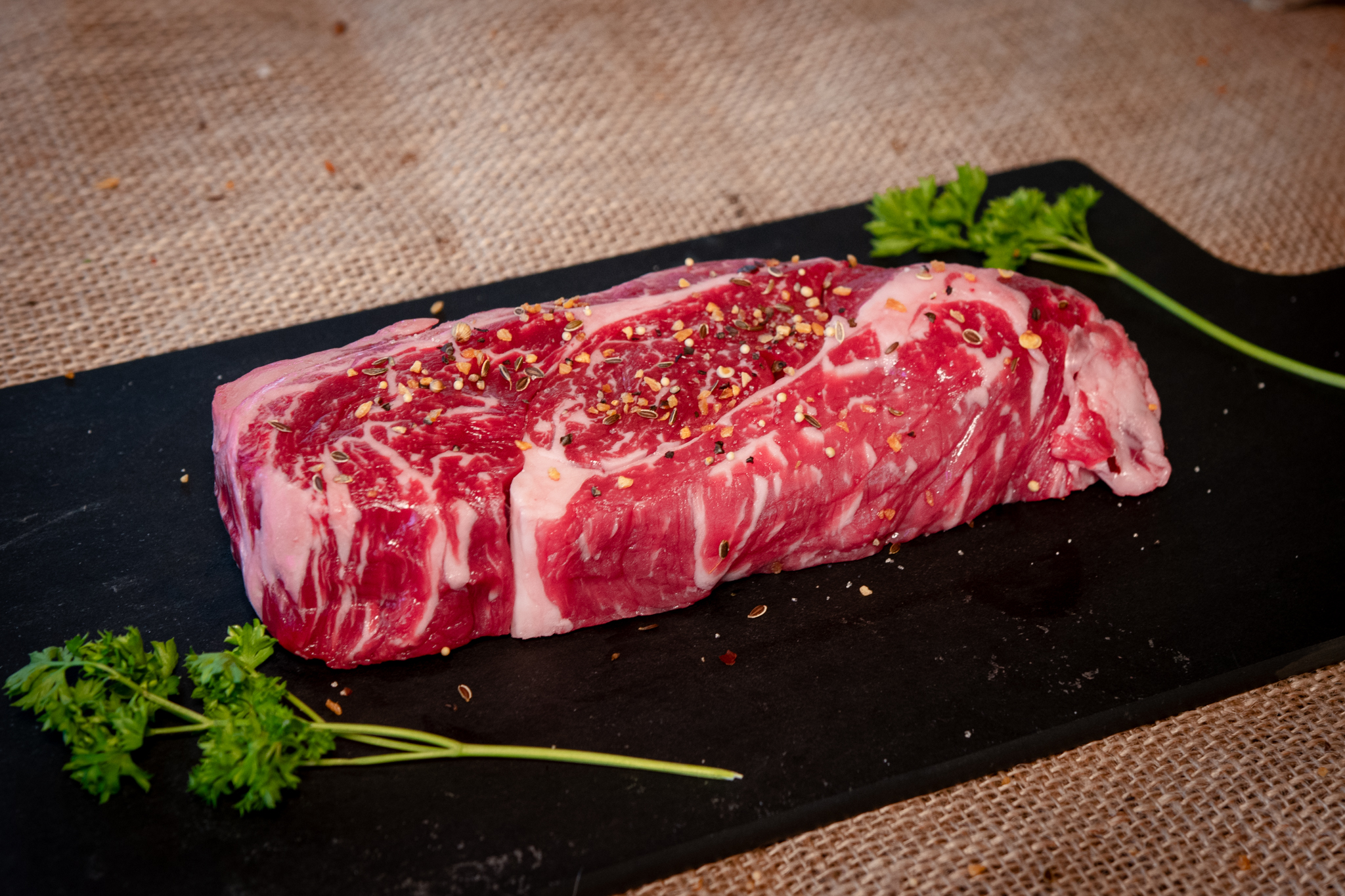 Ebert Grown USDA graded New York Strip Steak available at Salmon's Meat Products and online for shipping
